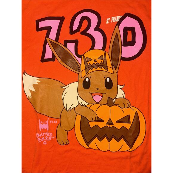 Asspizza x Pokémon Halloween Eevee T-Shirt Orange Large 22x28 Limited Graphic - Picture 2 of 5